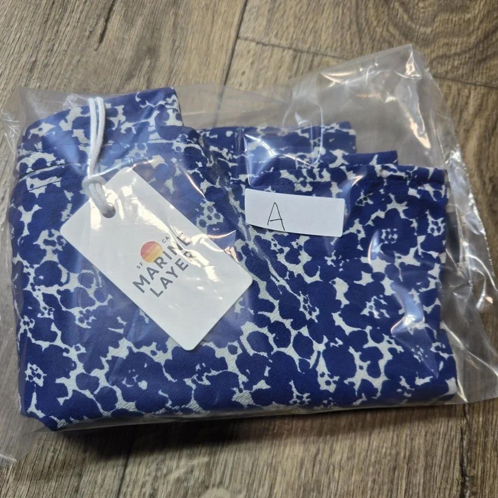 NWT Marine Layer Bonnie Mini Skirt‎ 14 Back Zip Closure White Blue Ditsy Floral